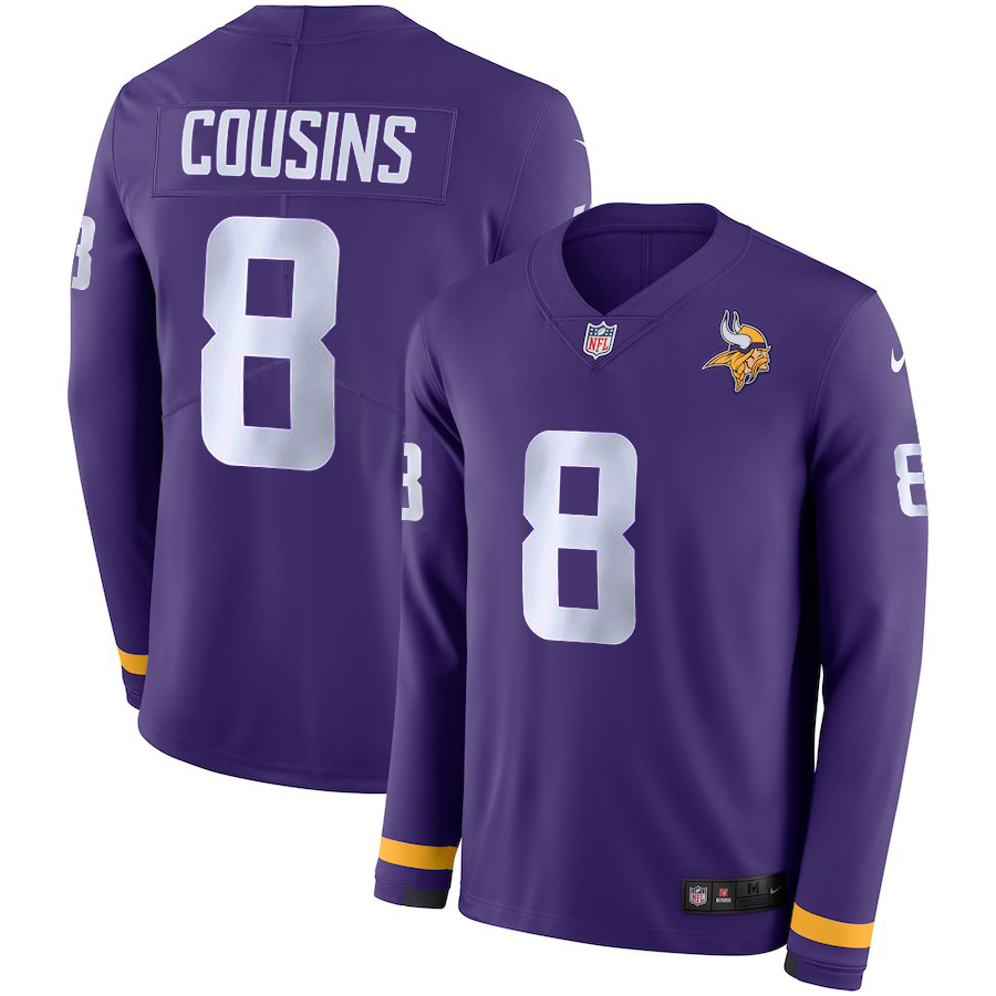 Men Minnesota Vikings #8 Cousins purple  Limited NFL Nike Therma Long Sleeve Jersey->minnesota vikings->NFL Jersey